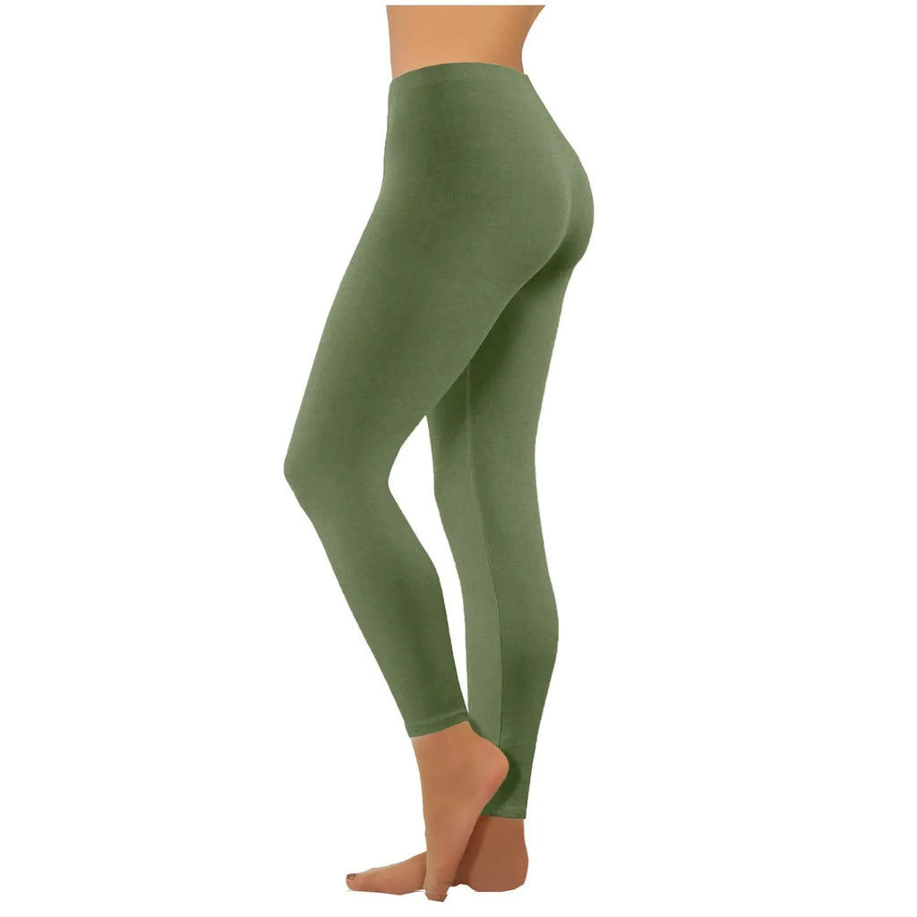 High Waist Yoga Leggings Seamless Push Up Sport Leggings Fitness Running Pants Solid Highly Elastic Underwear Bottoms Oasis Select Army Green XL