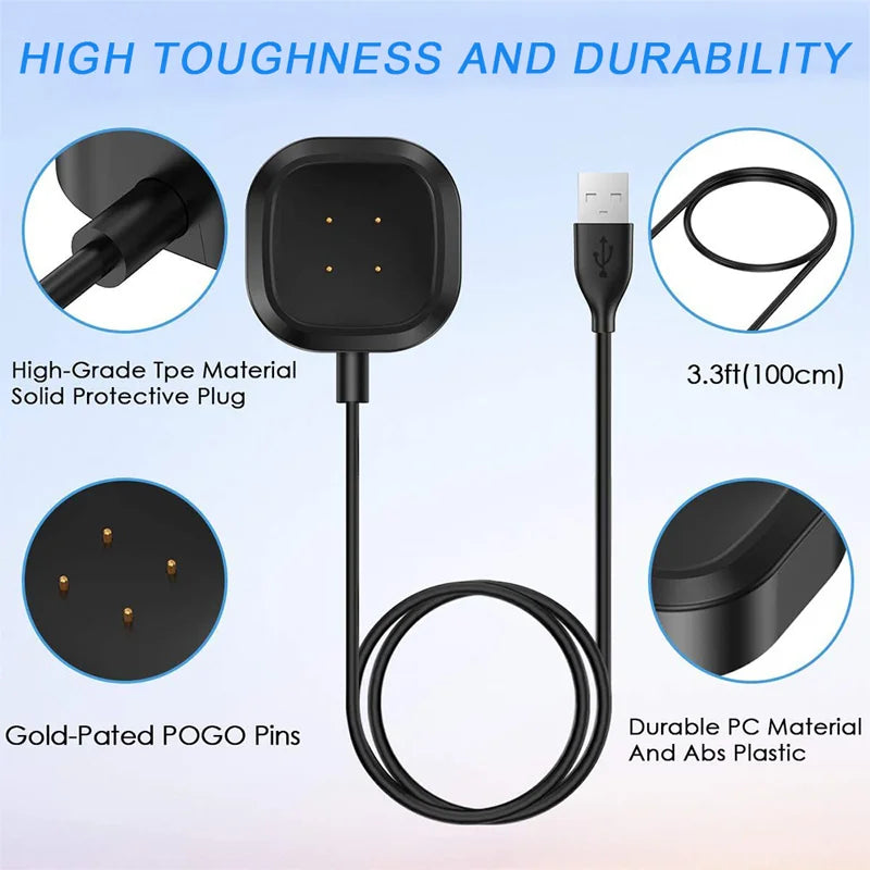Magnetic USB Charger for Fitbit Versa 4, Versa 3, Sense & Sense 2 Smartwatch Charger Oasis Select