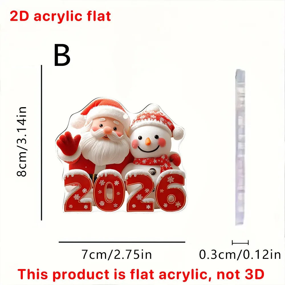 2026 Acrylic Santa & Reindeer Christmas Pendant Ornament