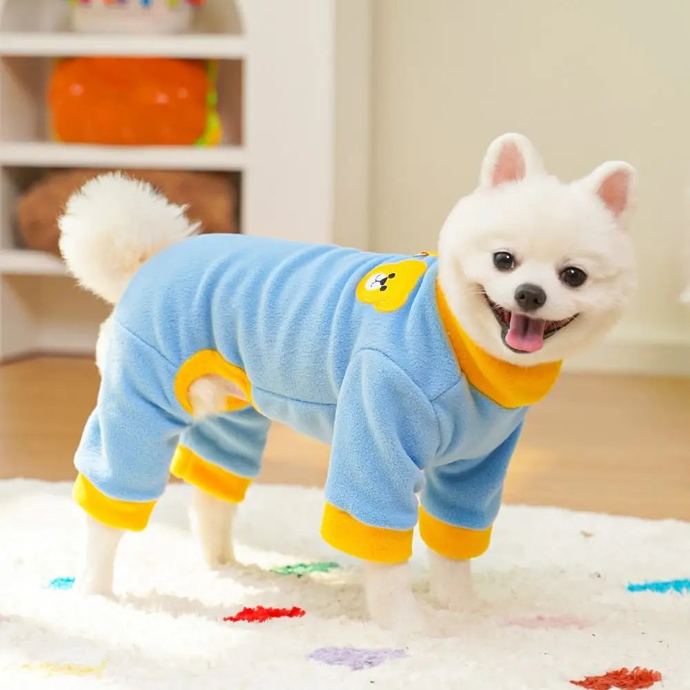 Bear Pattern Plush Dog Jumpsuit | Warm 4-Leg Pet Pajamas Dog Jumpsuit Oasis Select