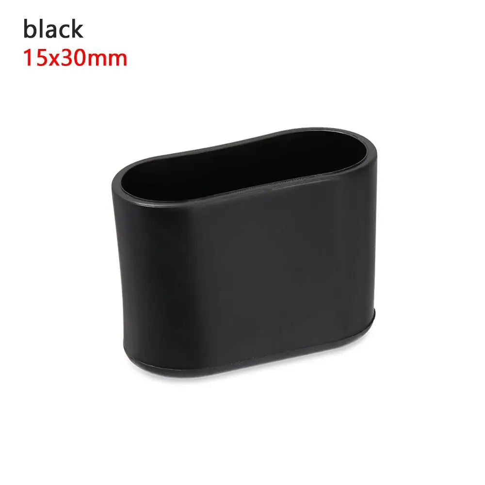 4PCS Silicone Rectangular Feet Cover Furniture Floor Protector Pad Anti slip Chair Leg Caps Wood Sofa Table Child Bed Stopper Oasis Select black 15x30mm