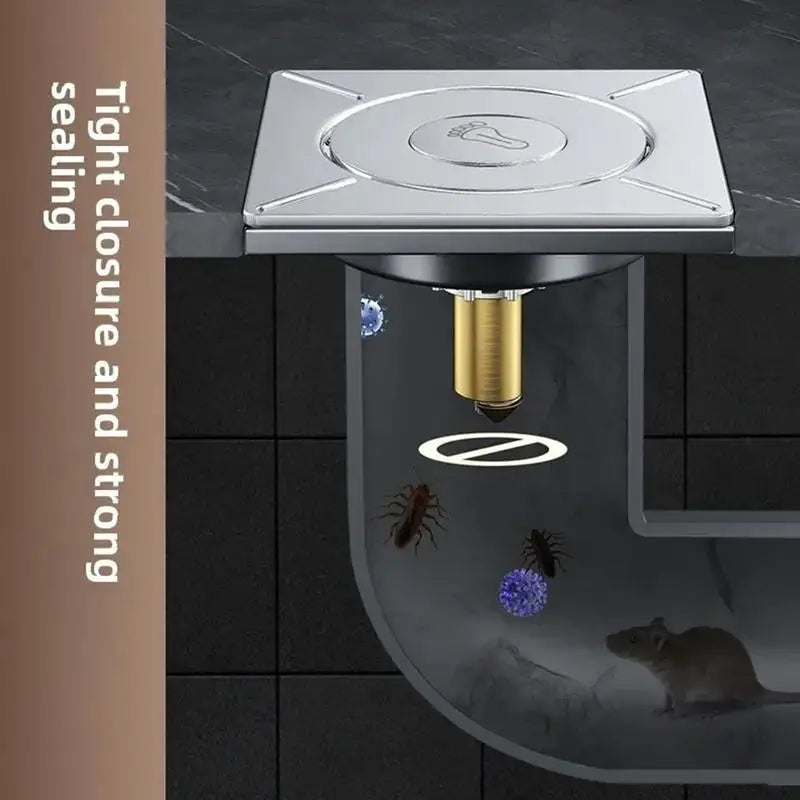 Bathroom Drain Stopper Shower Pop up Square Drain Strainer Sink Drain Stopper Foot Pedal Design Tub Hair Catcher for Home Oasis Select