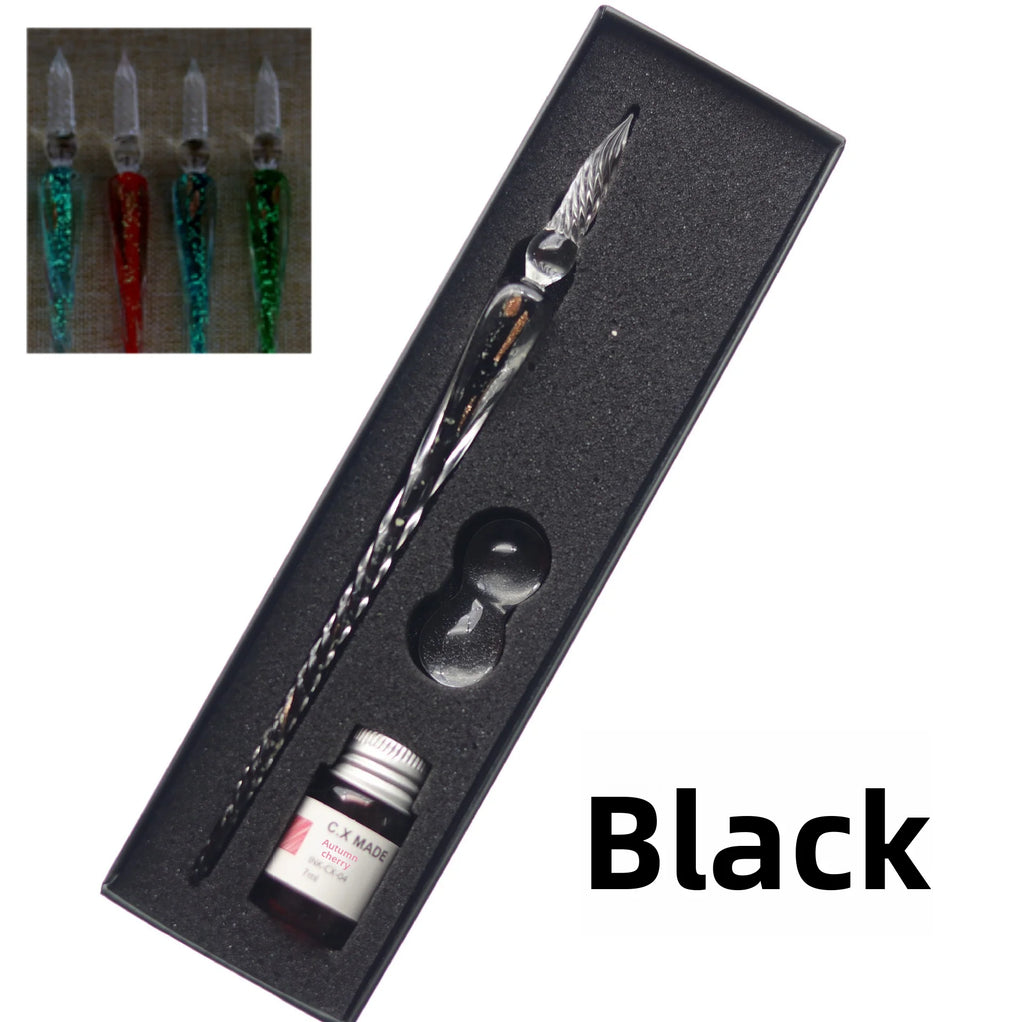 Crystal Glass Pen Dip Pen Set Gradient Color Retro Dip Pen Glass Pen Gift Box Oasis Select 8