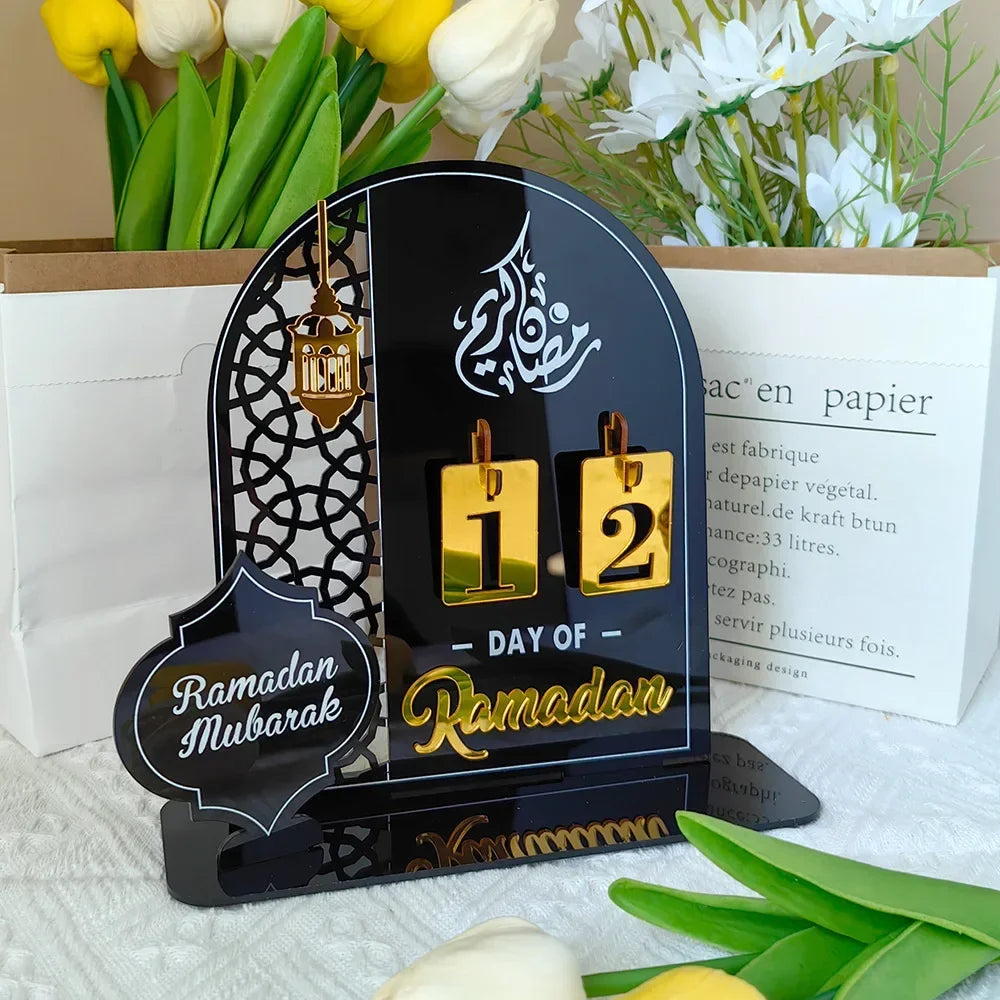 Acrylic Ramadan Countdown Calendar Gifts Day of Ramadan Calendar with Replacing Number 2025 Eid Mubarak Home Decoration Ornament Oasis Select Black