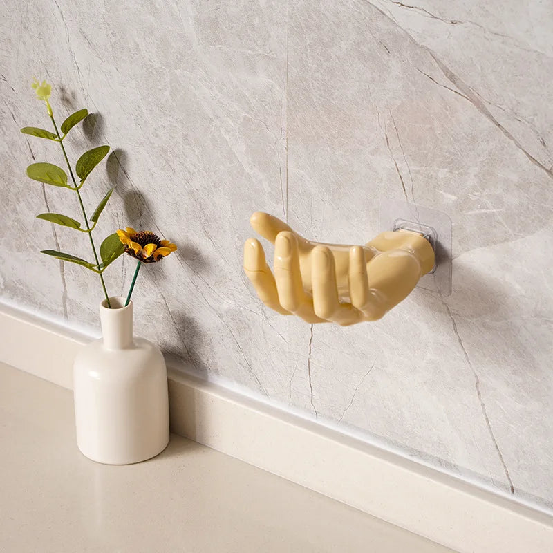 1PC Palm Shaped Wall Hanging Strong Non Punching and Traceless Hook Home Wall Storage Key Earphone Storage Rack Organization Oasis Select yellow