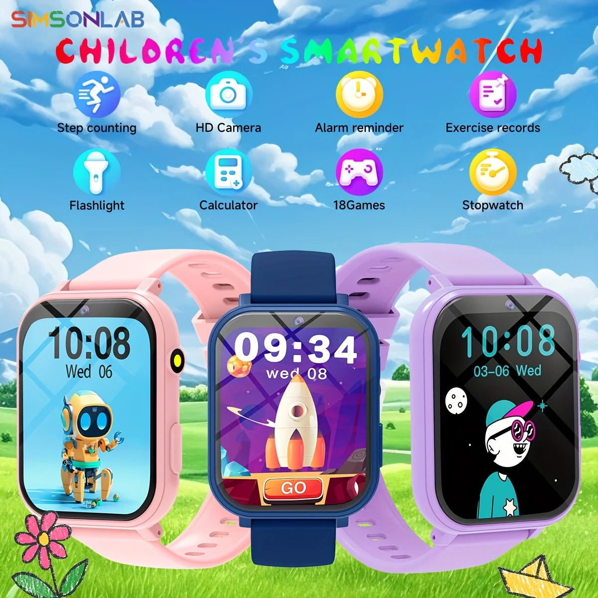 ERUN Kids' Smart Watch – 18 Games, Camera & Pedometer
