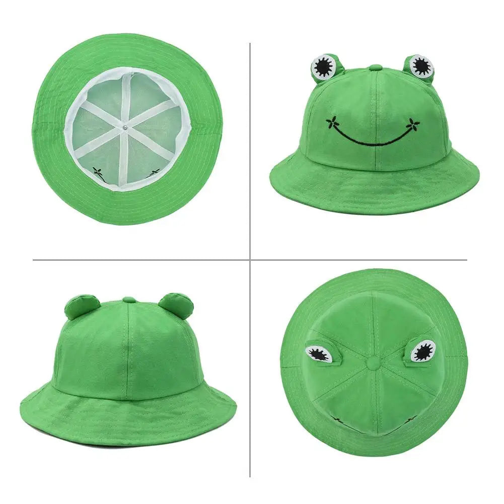 2025 new Cute Frog Bucket Hats women Bucket Hat Women Summer Outdoor Sun Fishing Cap Cotton Wild Panama Hats Oasis Select