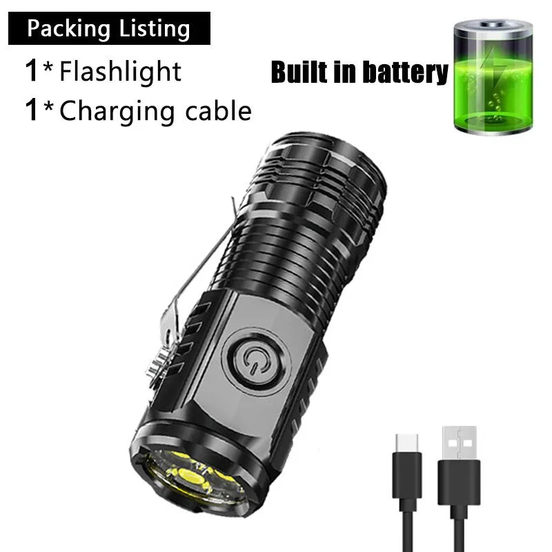 ZHIYU Mini LED Flashlight USB Rechargeable Pen Clip Magnet