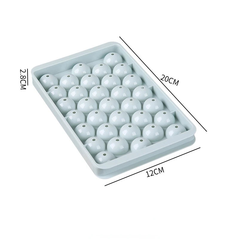 3D Round Ice Cube Tray with Lid Plastic Diamond Style Ice Mold Refrigerator Spherical DIY Moulds Ice Ball Maker Kitchen Tools Oasis Select 33grids-round-blue-S