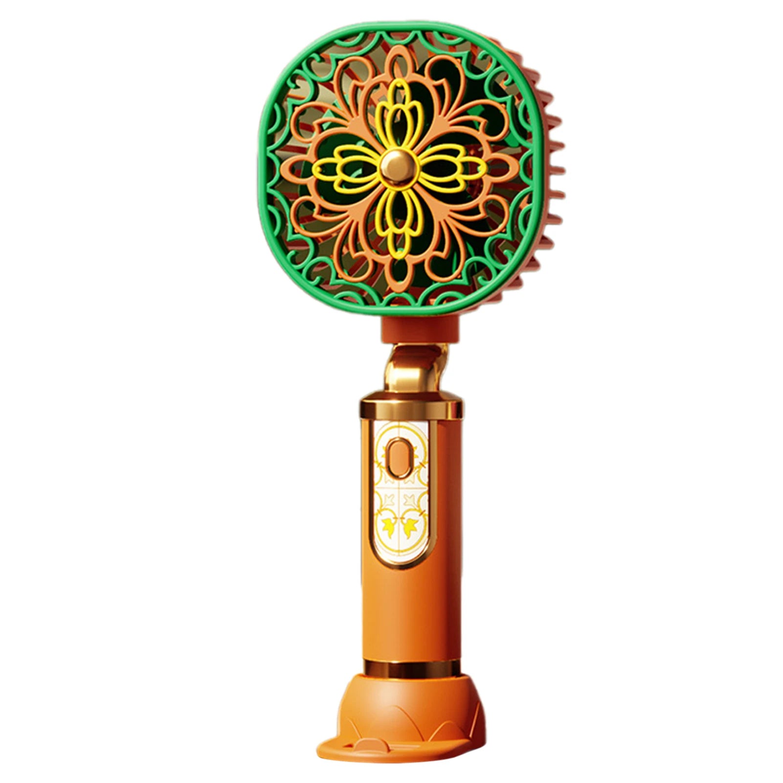 Vintage Floral Handheld Mini Fan – USB Rechargeable, 3 Speeds Handheld Portable Fan Oasis Select Orange