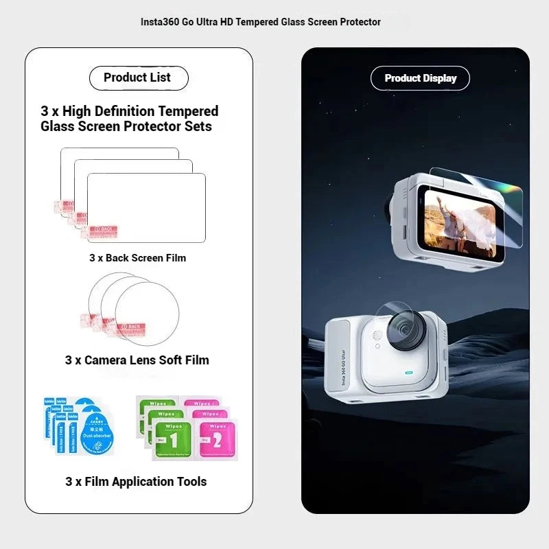 Tempered Glass Screen Protector for Insta360 Go Ultra | 9H