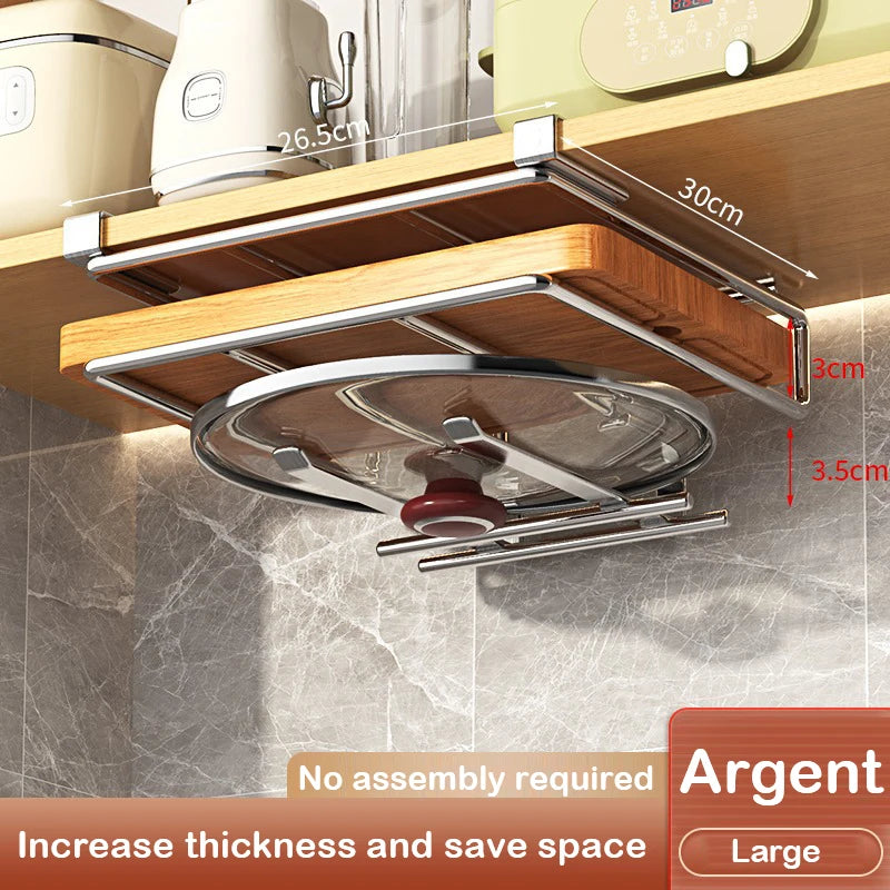 Under Cabinet Basket Shelf & Cutting Board Rack Organizer