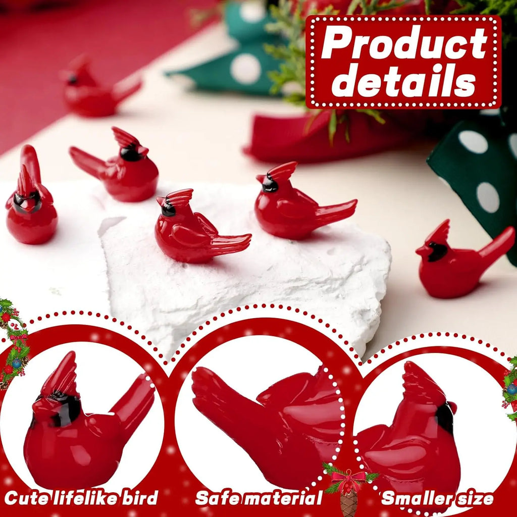 5/10/20 PCS Mini Red Cardinal Bird Figurine – Resin Ornament for Fairy Garden, Dollhouse, Cake Decor & Memorial Home Decoration Oasis Select