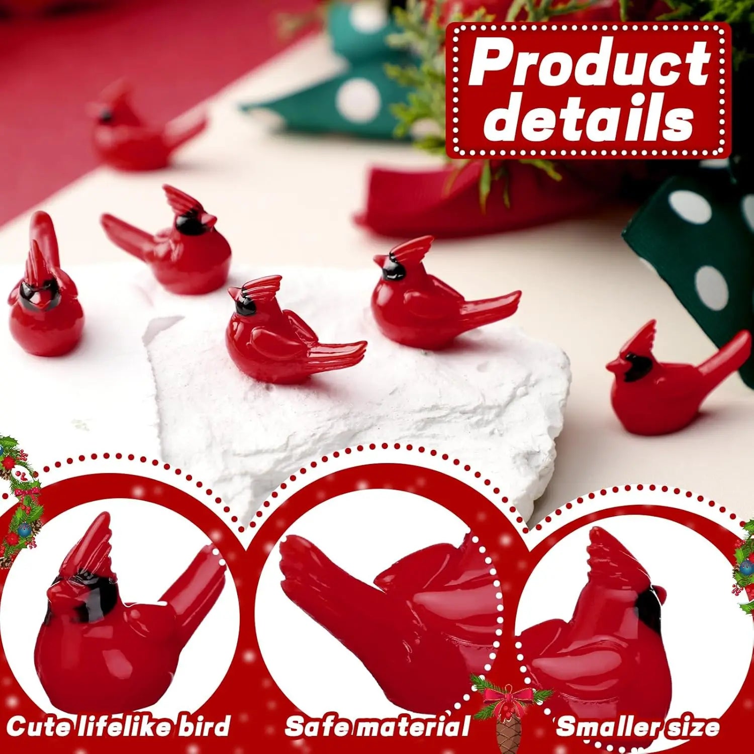 5/10/20 PCS Mini Red Cardinal Bird Figurine – Resin Ornament for Fairy Garden, Dollhouse, Cake Decor & Memorial Home Decoration Oasis Select