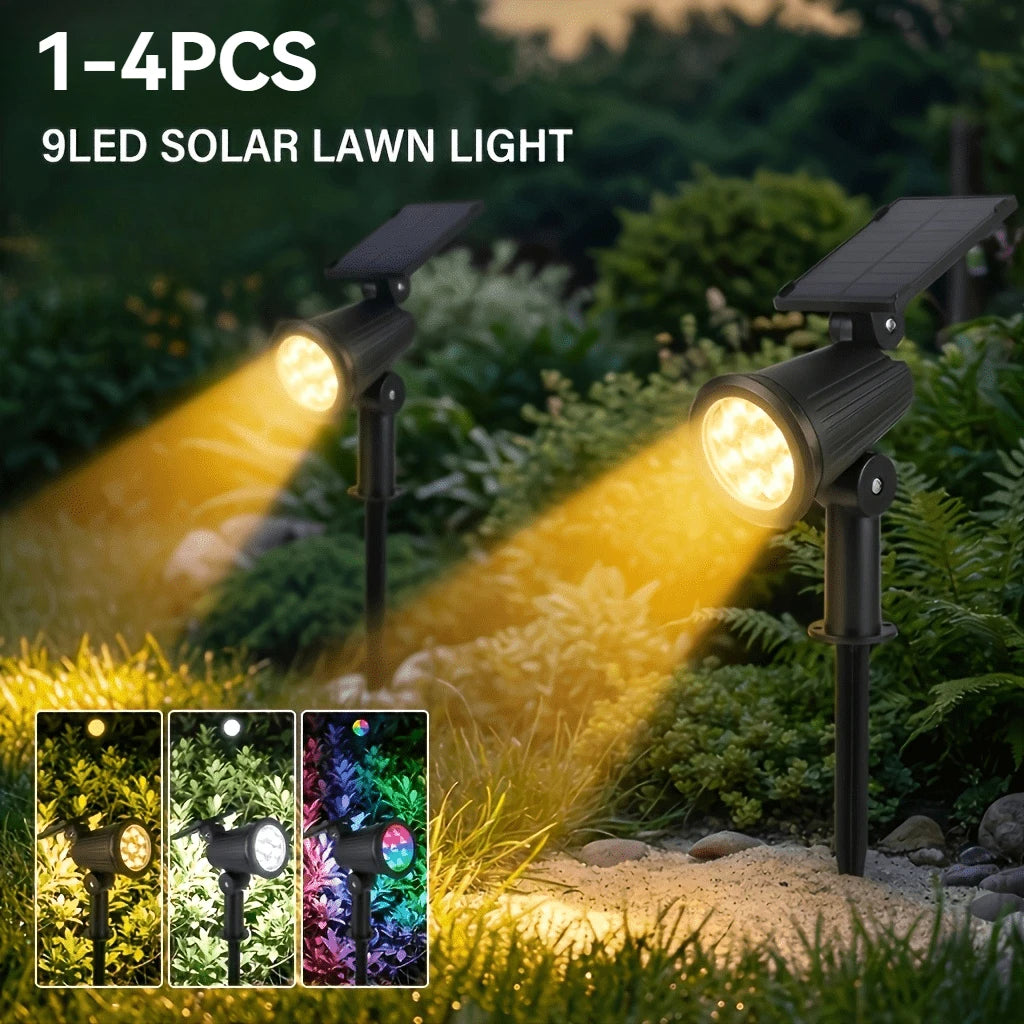 Solar 9-LED Spotlight IP65 Waterproof Landscape Garden Light