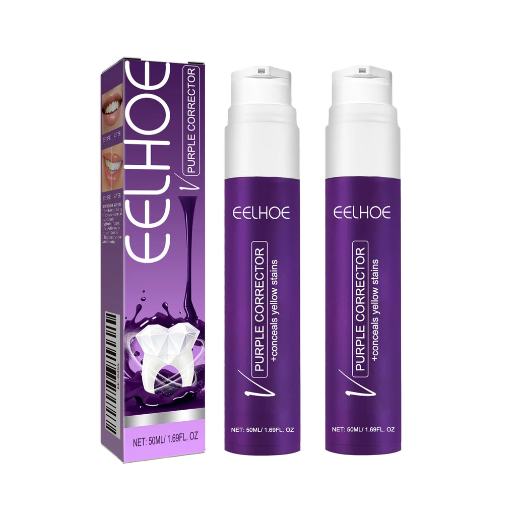 v34 Purple Toothpaste Teeth Whitening & Stain Removal Prevents Yellowing Brightens for Radiant Smiles Breath Oral Oasis Select 2pcs