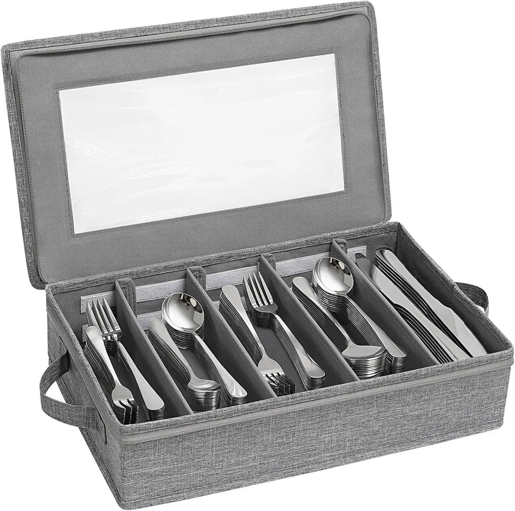 5-Compartment Flatware Organizer with Zipper Lid | Cutlery Box