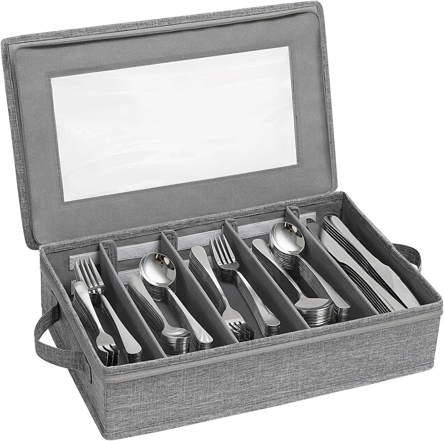 5-Compartment Flatware Organizer with Zipper Lid | Cutlery Box