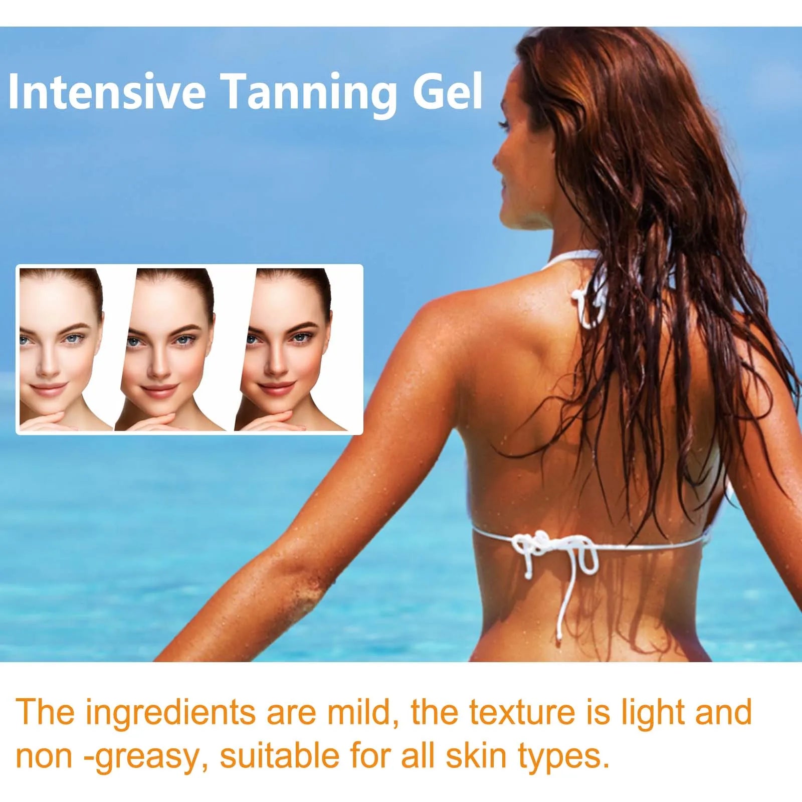 Intensive Tanning Gel & Cream Set Accelerator Bronzing Dark Skin Long Lasting Moisturizing Face Body Sunless Self Tanning Cream Oasis Select