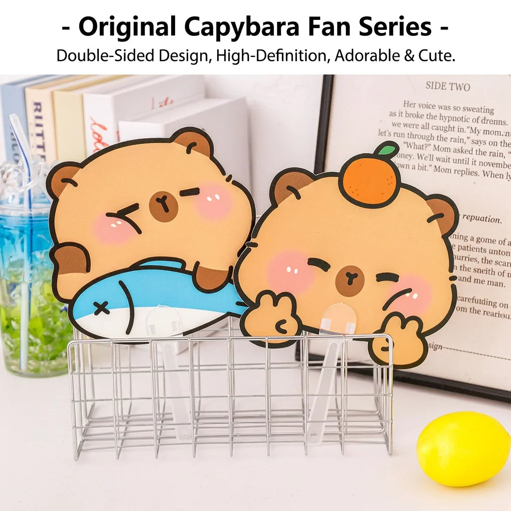 Cute Cartoon Capybara Die-cut Handheld Fan Portable PP Plastic Small Cooling Fan for Summer Outdoor Kids Gift Oasis Select