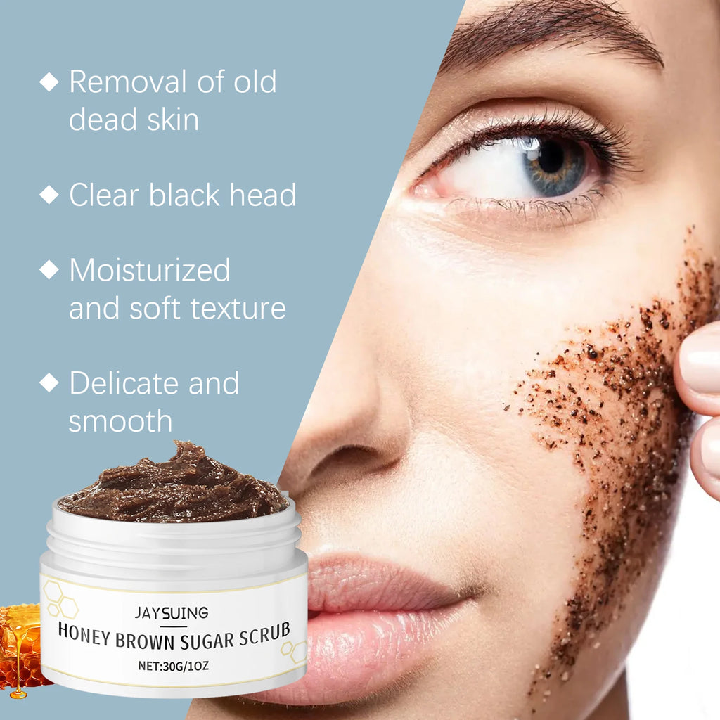 Honey Brown Sugar Face Scrub – Exfoliate, Shrink Pores & Smooth Facial Exfoliant Scrub Oasis Select