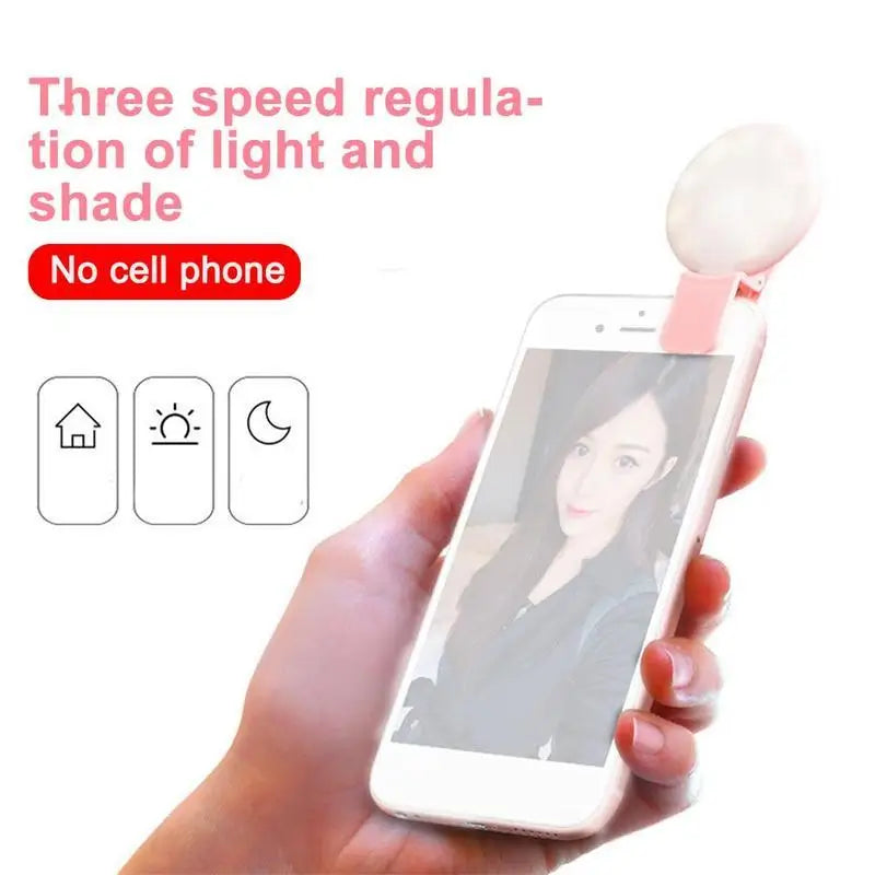 Mobile Phone LED Selfie Ring Light Portable Mini Durable Practical Three Stop Dimming Circle Photography Clip Fill Light Oasis Select