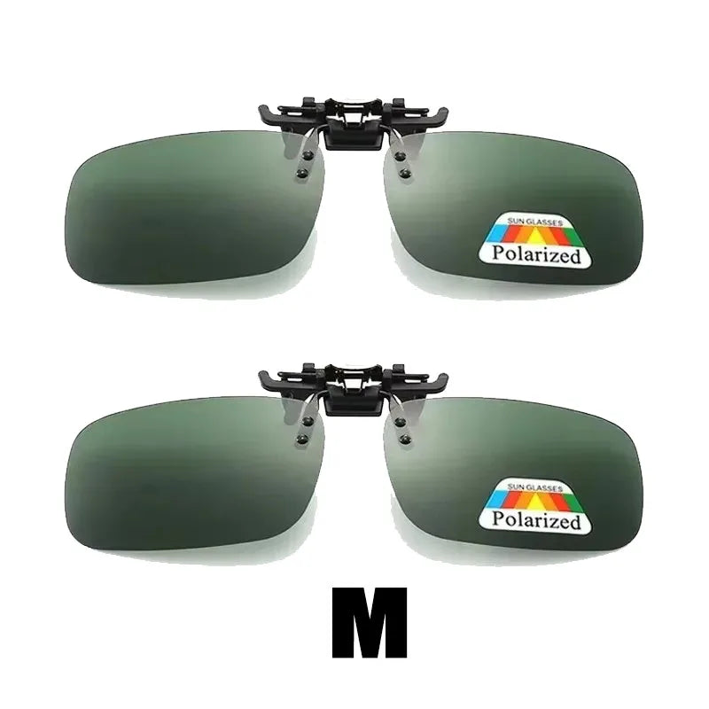 1/2/3PCS Polarized Sunglasses Clip For Driving Night Vision Glasses UV400 Outdoor Sunshade High Definition Sunglasses Clip Oasis Select Green M x2Pcs