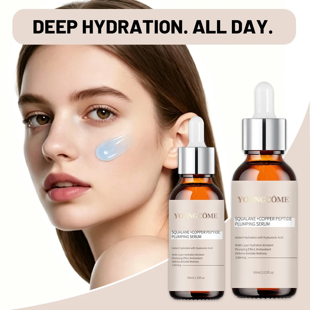 Squalane Copper Peptide Plumping Serum for Face - Hyaluronic Acid Firming Moisturizer - Rapid Hydration Serum for All Skin Types Oasis Select