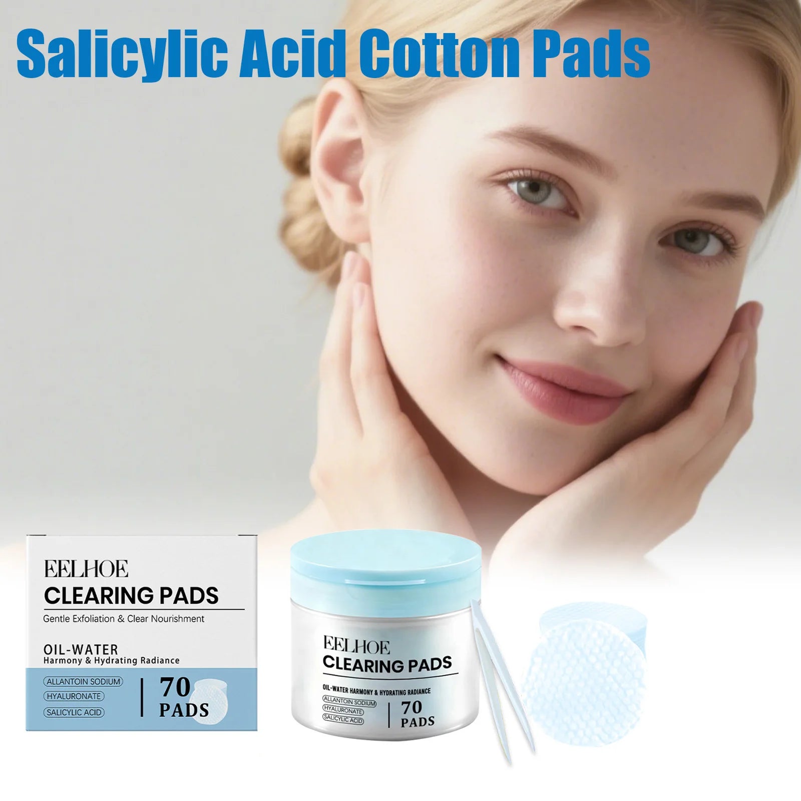 Salicylic Acid Cotton Pads Exfoliating Pore Cleansing Soothing Oil Control Acne Treatment Facial Daily Toner Pads with Tweezers Oasis Select