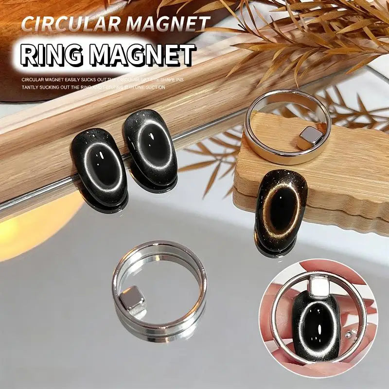 Oval Hollow Cat Eye Ring Magnet, Nail Art Tools Set, Magnetic Auxiliary Supplies for DIY Gel Nail Polish Oasis Select