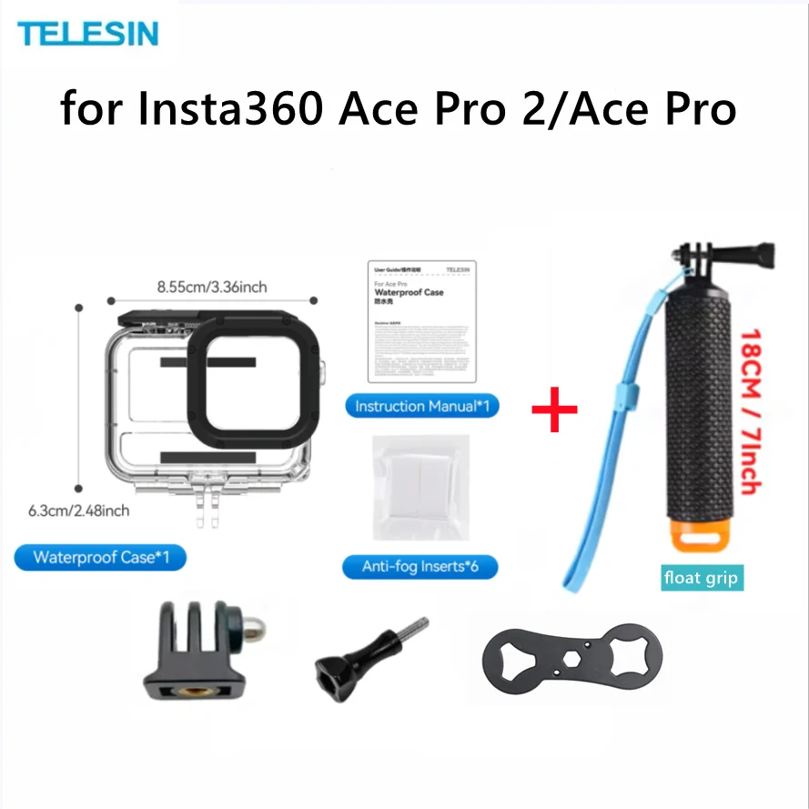 TELESIN 45M Waterproof Case for Insta360 Ace Pro & Pro 2