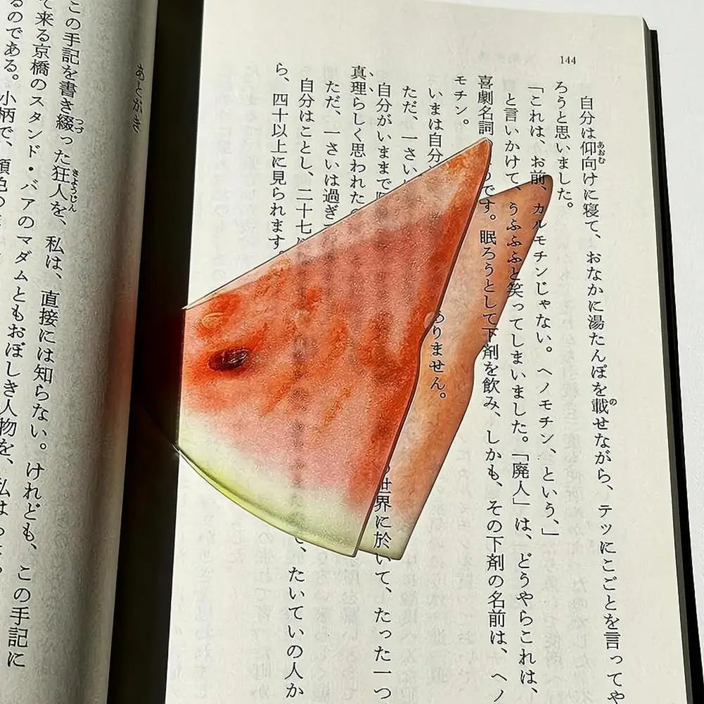3D Effect Acrylic Fruit Bookmark Cute Translucent Watermelon Orange Page Clips Creative Reading Stationery Gift For Kids Friends Oasis Select