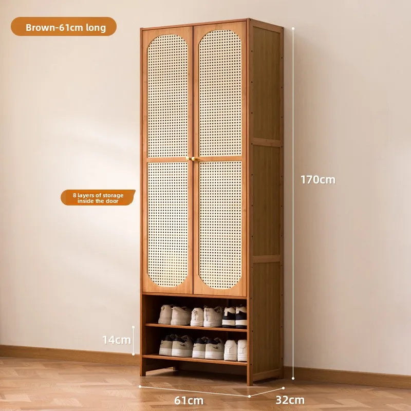 Large-capacity outer corridor multi-layer vertical shoe rack at the entrance of the household entrance Oasis Select Brown two doors 61