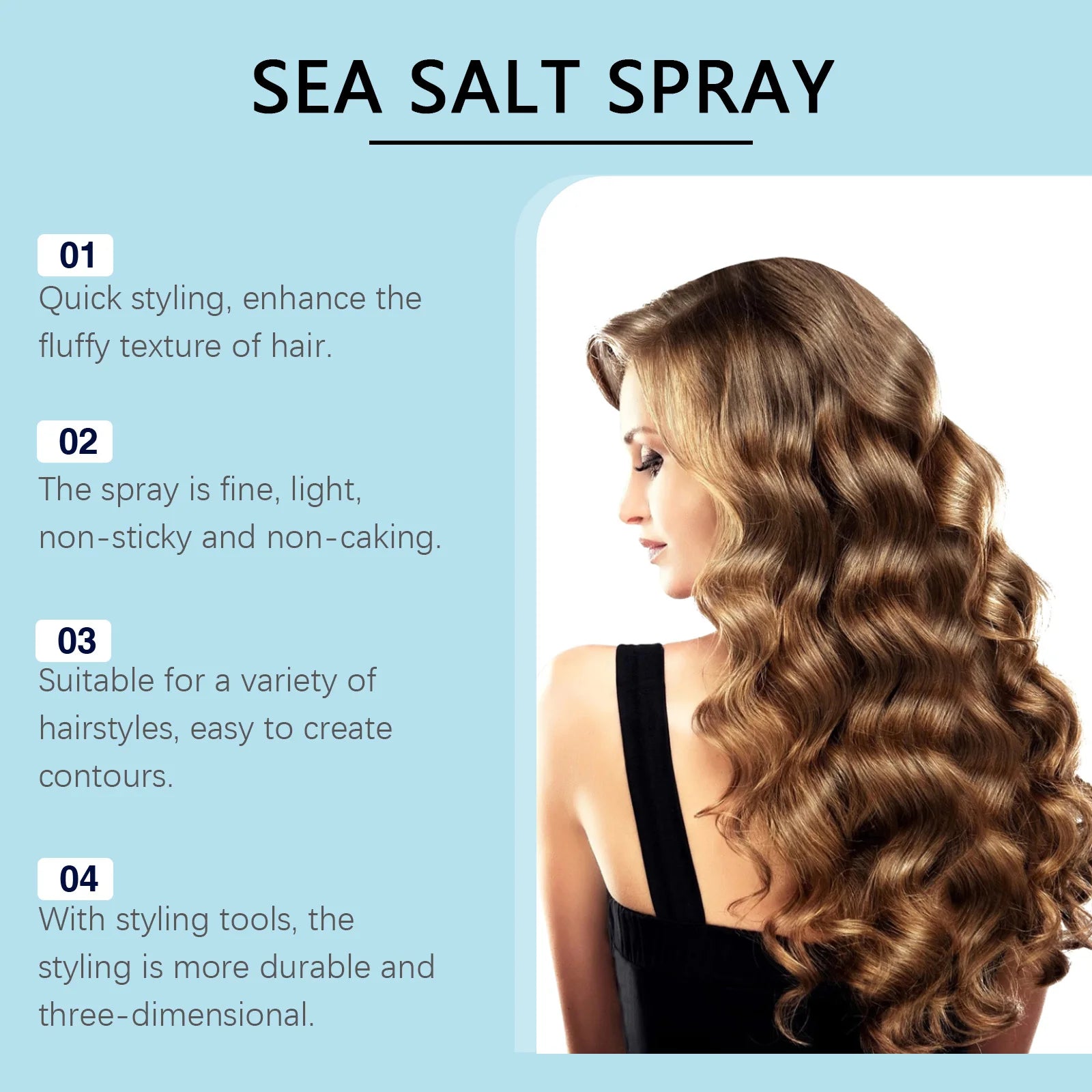 Sea Salt Spray for Hair Styling Volumizing Texturing Long-Lasting Natural Hold Wave Curls Hair Thickening Fixing Hair Care 100ml Oasis Select