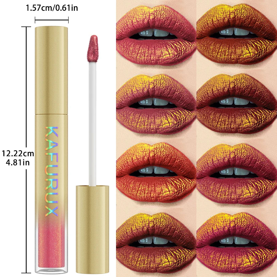 KAFURUX Glitter Lip Gloss – 14 Shades, Metallic & Waterproof