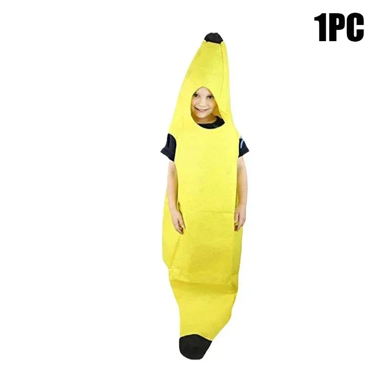 Kids Halloween Banana Costume Fruit Outfit Stage Performance Clothes Parent Child Matching Kindergarten Role Play Decoration Oasis Select Kid-1PC