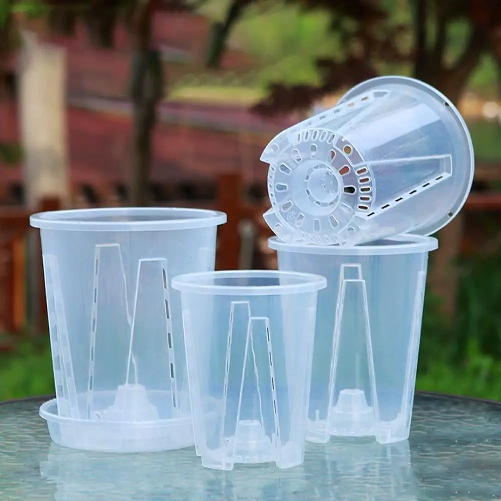 Clear Orchid Planter Pot – PP Plastic, Air Holes & Drainage