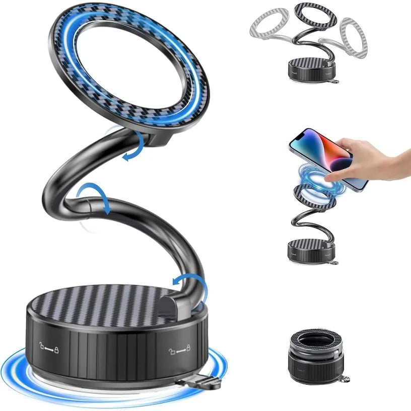 Foldable Magnetic Phone Car Holder Vacuum For Magsafe iPhone 17~12 Pro Max Samsung Car/Gym/Mirror/Shower Vacuum Suction Stand Oasis Select