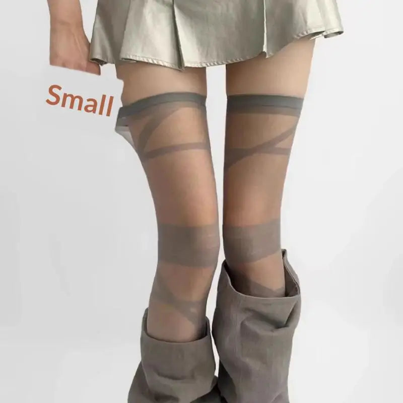Lolita Women Stockings Ultra-thin 1 Pair Transparent Crystal Silk Fashion Socks Girls Breathable Mesh for Summer Wear Oasis Select Gray One Size