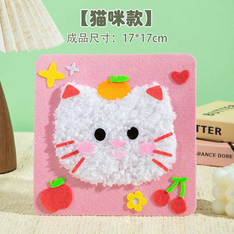 Christmas Gifts Non-woven Fabric Sewing Fun Thread Drawing Christmas Tree Children's Diy Handmade Material Toys Oasis Select cat