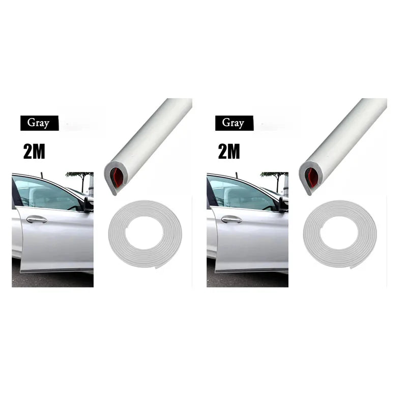 1/2/3pcs Door Anti-Collision Strip Car Door Border Scratching Anti-Collision Hood Protection Strip Door For General Purpose Oasis Select 2pcs Gray-2m