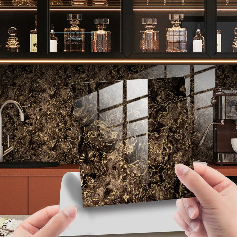 The Thickened Film-coated Crystal Texture Decorative Self-adhesive Paper Wallpaper with Marble-patterned Tiles Wall Stickers Oasis Select DLS085 30x30cm-10 pieces
