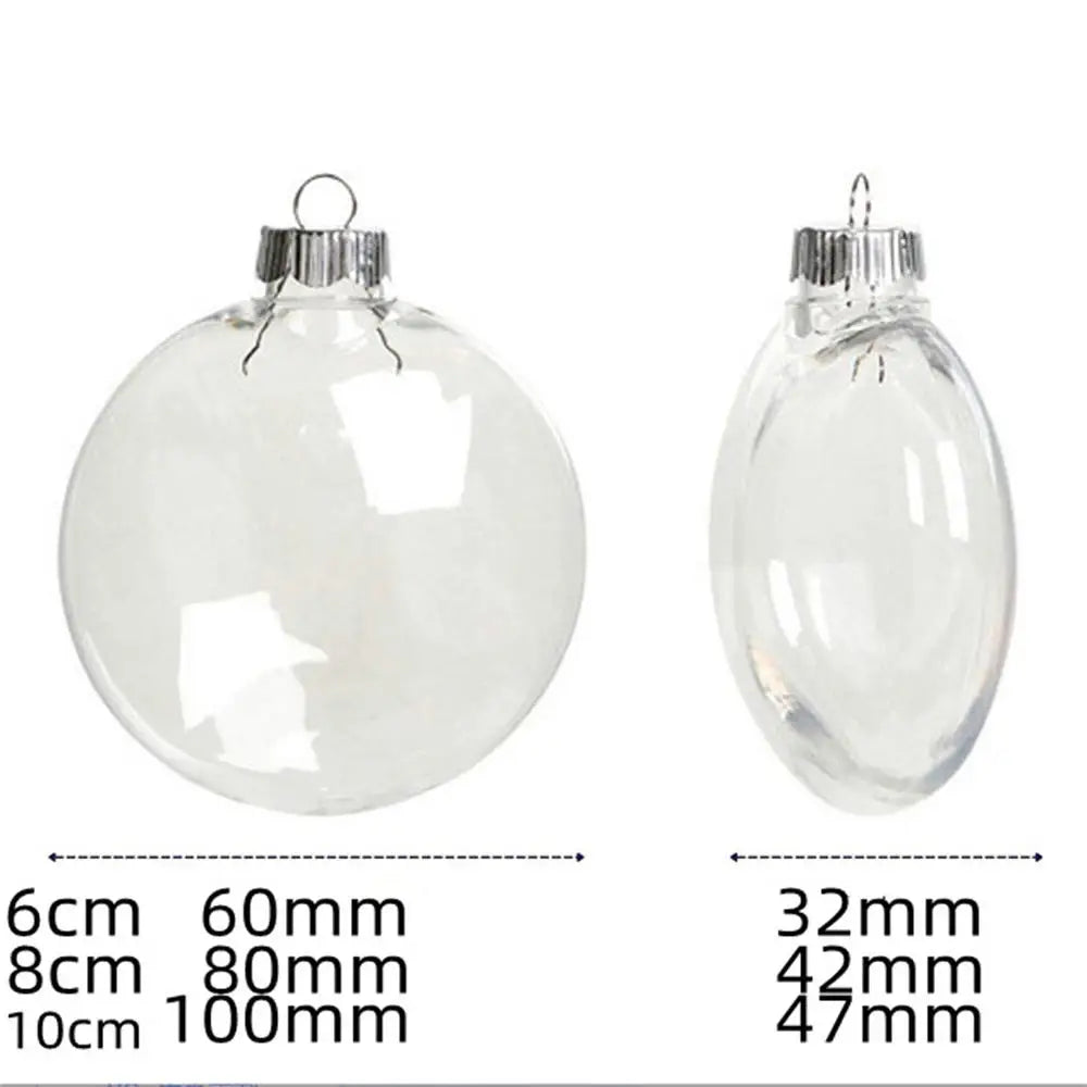 60/80/100mm Oval Clear Plastic Flat Disk Ball Ornaments Diy Paintable Empty Clear Disc Globes Indoor Outdoor Xmas Tree Decor Oasis Select