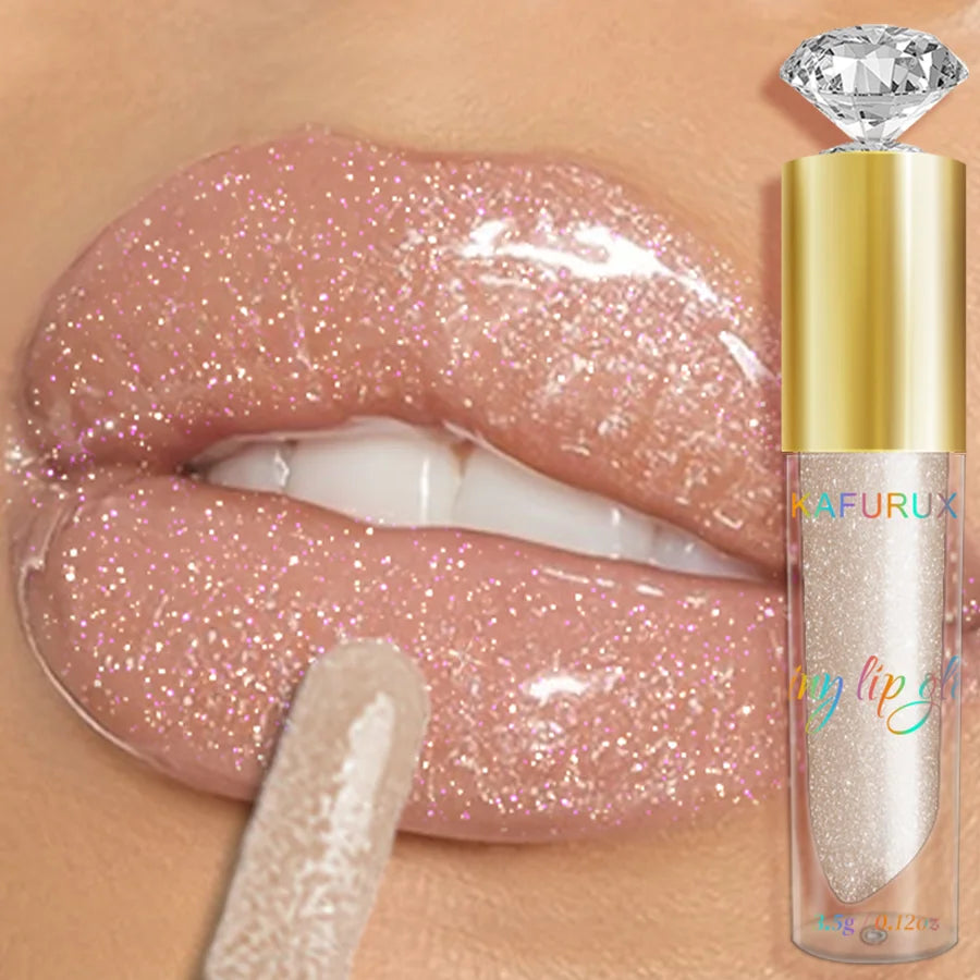 KAFURUX Diamond Glitter Lip Gloss – 9 Shades, Moisturizing