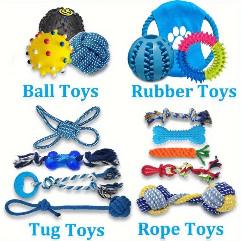 15PCS Dog Toys for Aggressive Chewers,Durable Rope Tug-of-War Chew Sticks &Unbreakable Rubber Balls for Small Medium Large Breed Oasis Select
