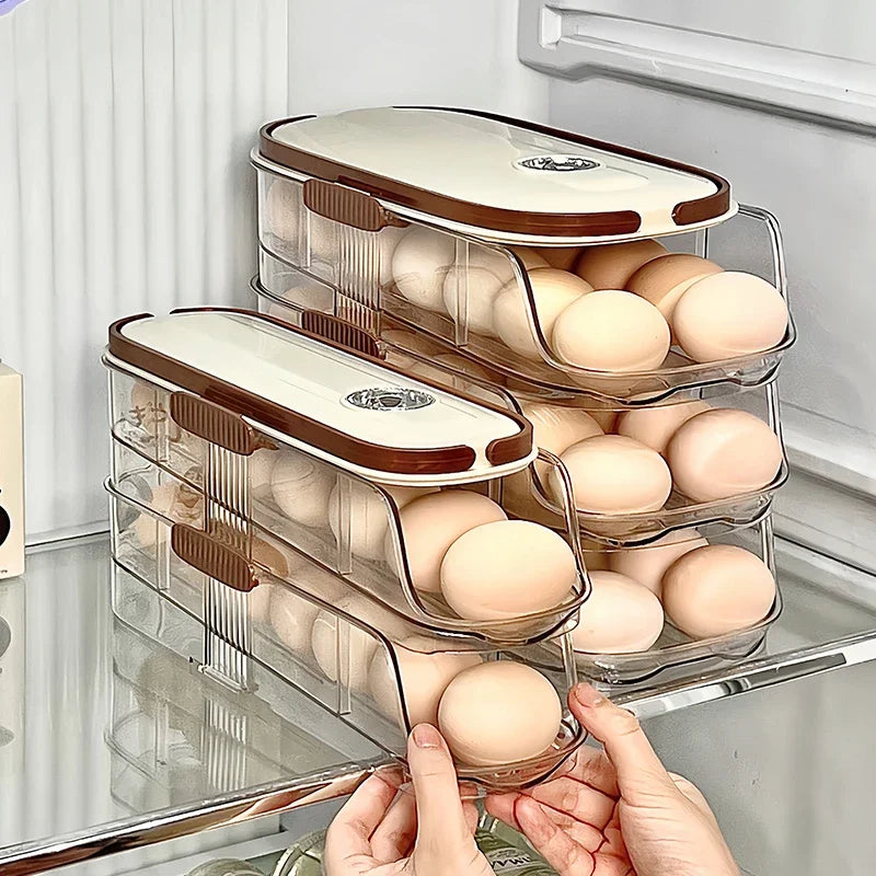 1 Pcs Egg Storage Box Automatic Rolling Refrigerator Egg Rack Storage Hand-held Egg Refrigerator Side Door Storage Rack Oasis Select