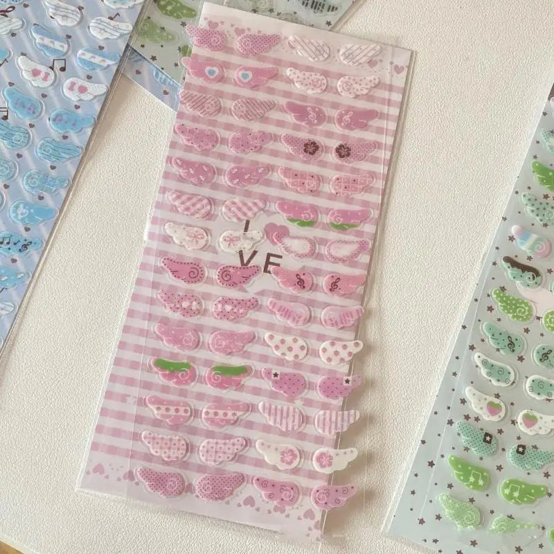 1/4Pcs Wings Love Strawberry Clover Star Sparkling Flash Film Stickers Phone Camera Vintage Scrapbooking Decoration Sticker Oasis Select A