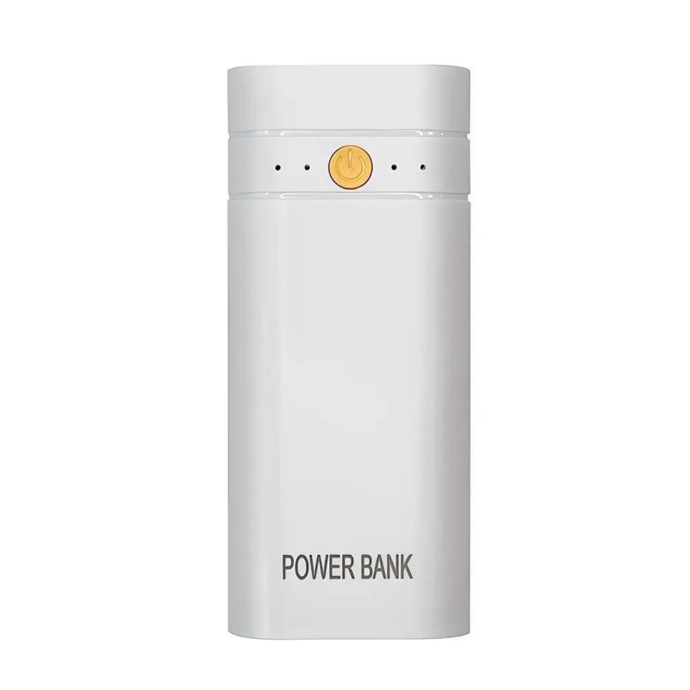 DIY Power Bank Box Flat Head Battery Charger Outer Case USB Output Ports Plastic Shell Box Power Bank Case Oasis Select White