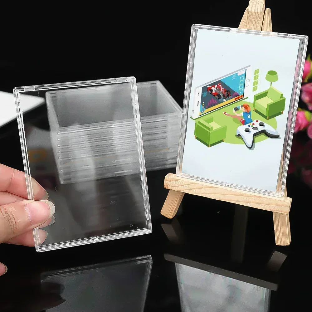 Clear Acrylic Card Holder Snap Type Gaming Sports Trading Card Display Case Kpop Idol Photo Protective Sleeves Not Magnetic Oasis Select