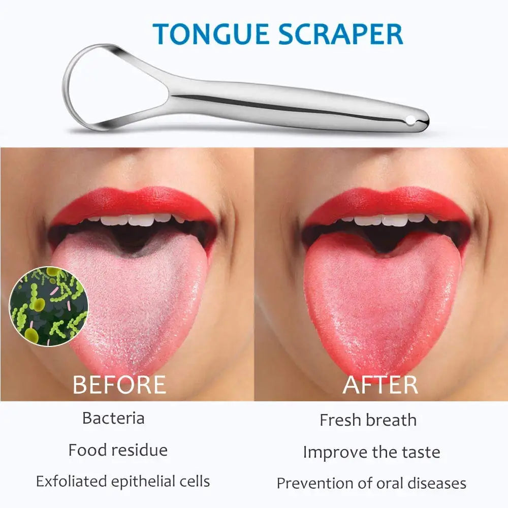 2pcs Tongue Scraper, Stainless Steel Tongue Cleaner Professional Reduce Bad Breath Metal Tongue Scrapers, Improve Oral Hygiene Oasis Select